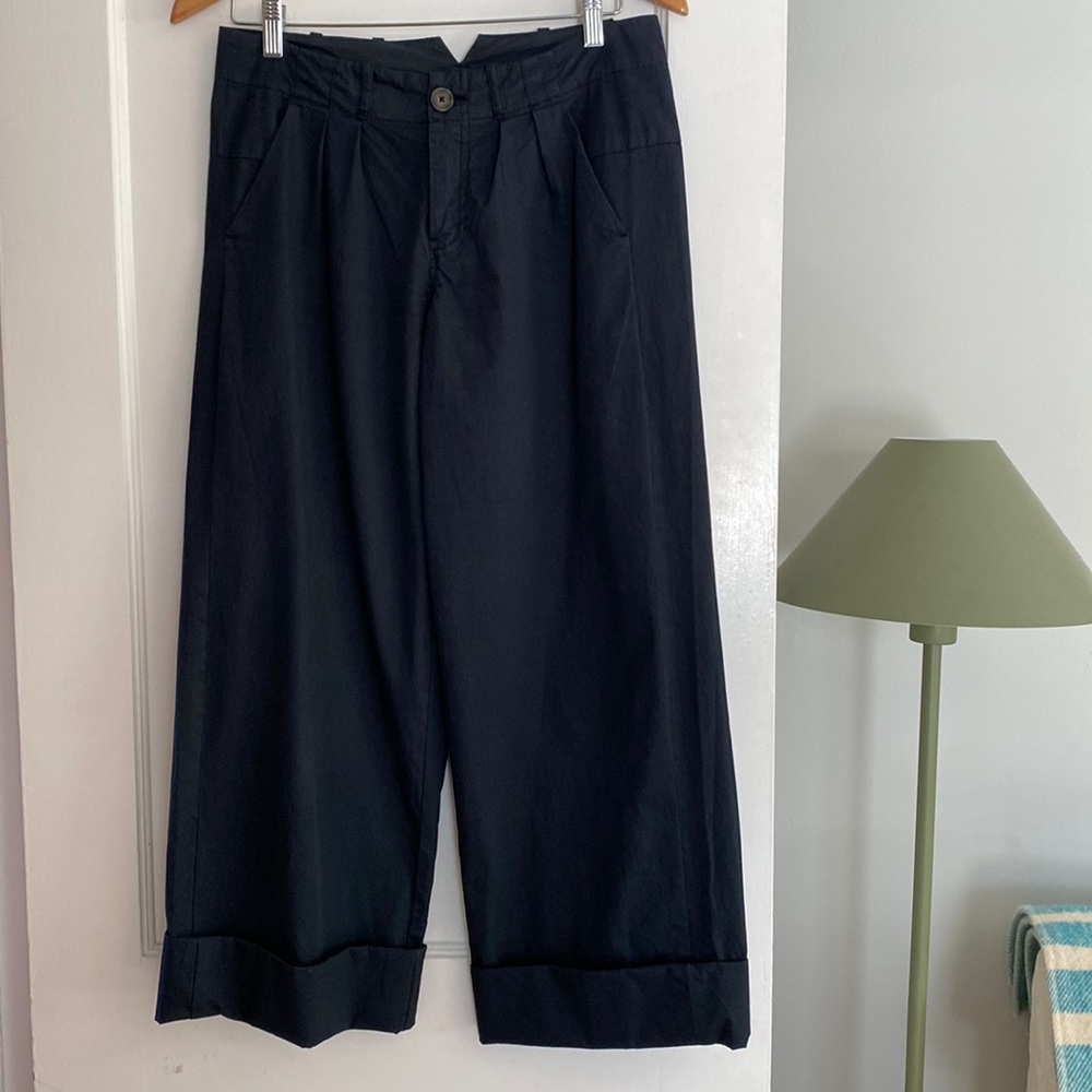 Free People black cotton trouser wide leg